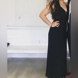 Lulus Story Of A Starry Night Black Backless Lace Maxi Dress - Size Medium